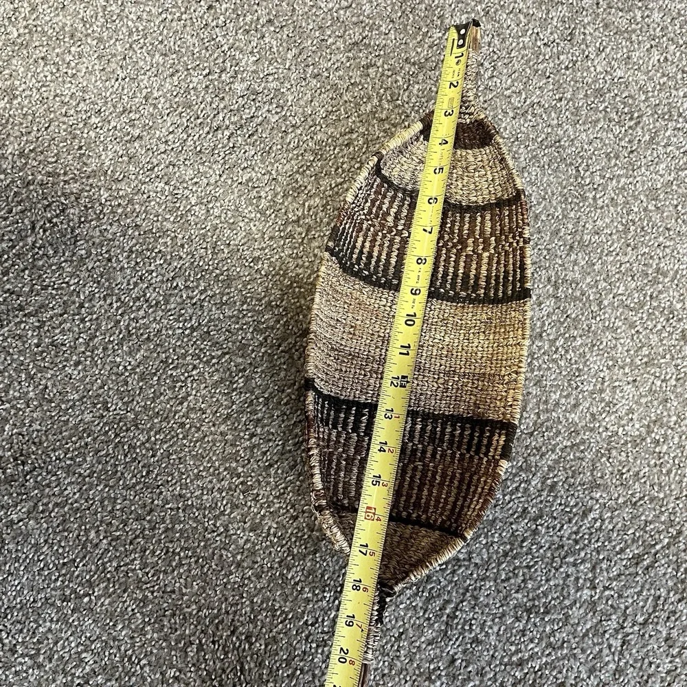 Ethiopian Gambela Canoe Basket Handmade Bread African Woven Decor Collectable - Picture 5 of 12